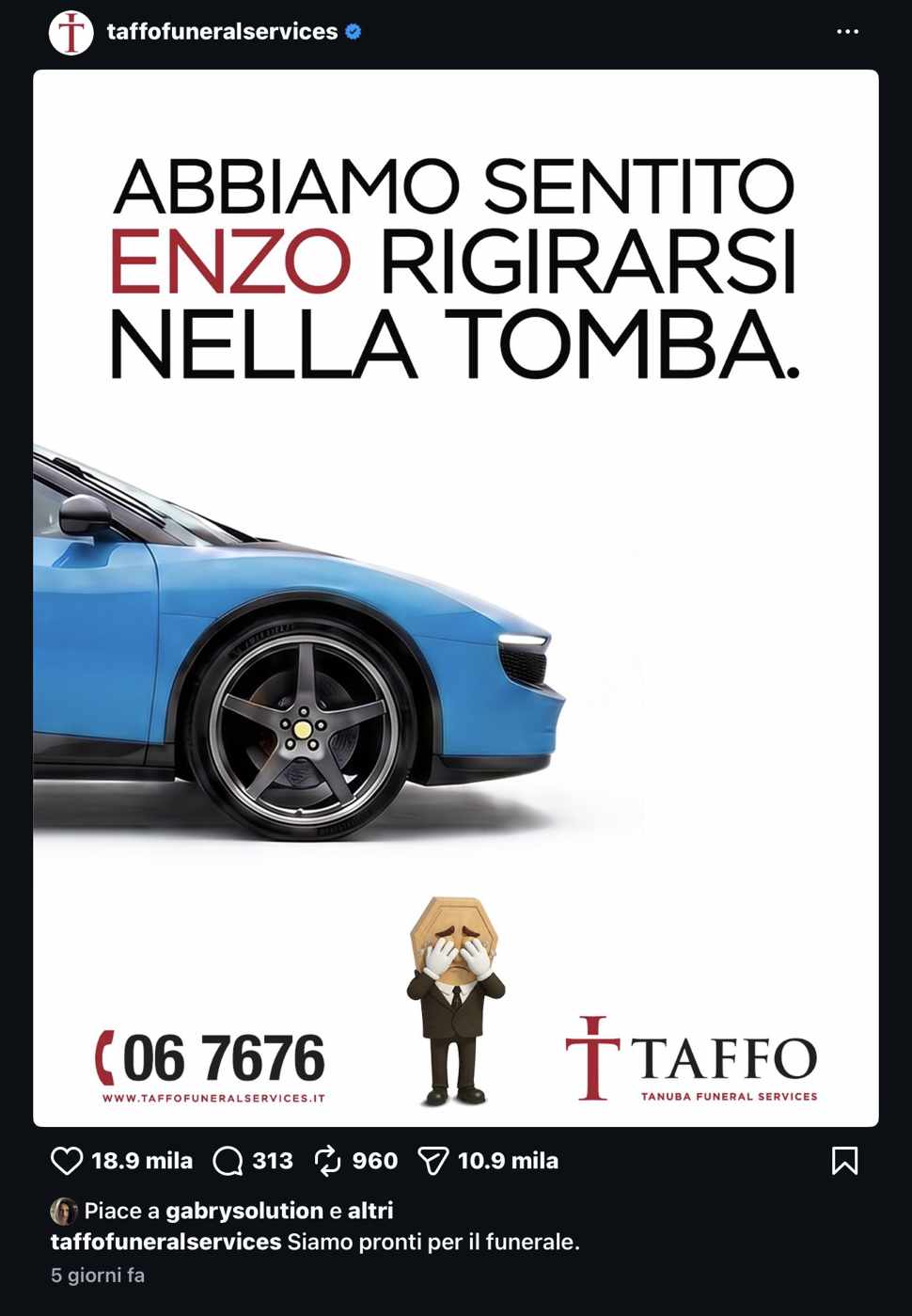 meme ferrari luce enzo rigira nella tomba by taffo