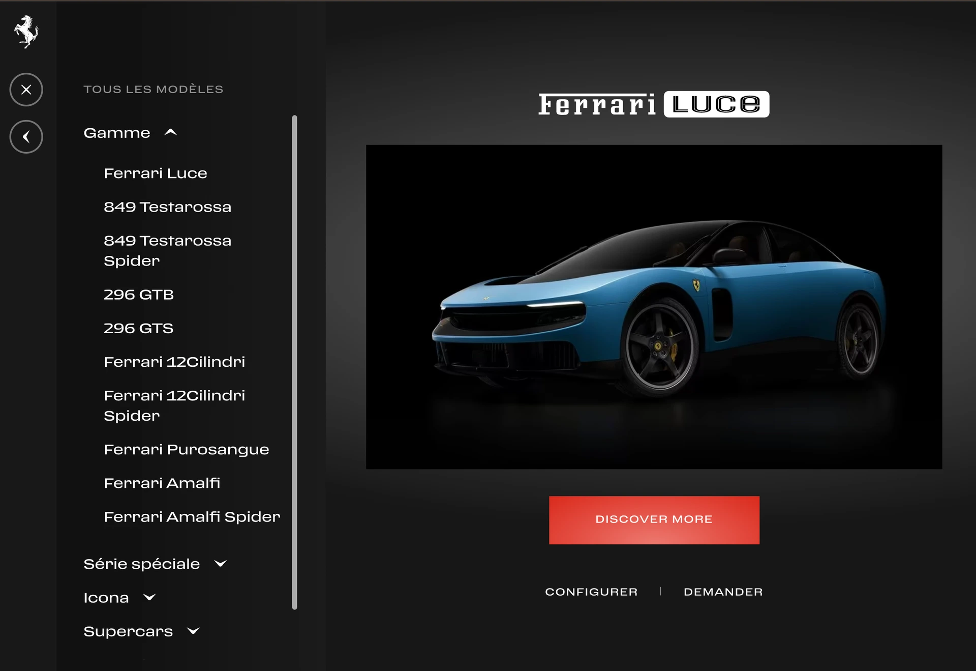 ferrari luce website official